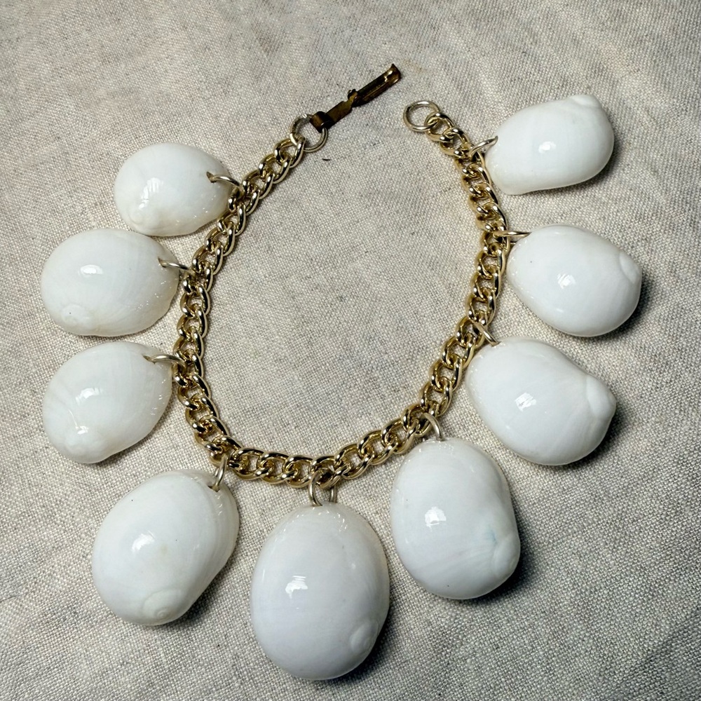 Vintage White Milk Moon Snail Bracelet